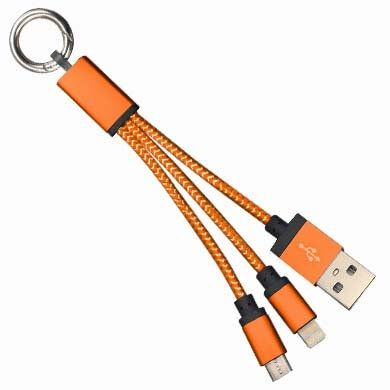 170317N Llavero con Cable USB BRobotix USB 2.0 a Micro USB/Lightning Naranja