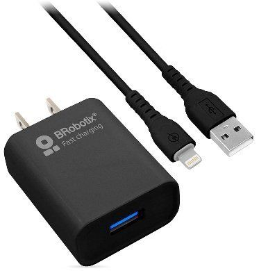 6001356 Combo Carga Rápida BRobotix Cargador USB 3.0 Cable Lightning Negro
