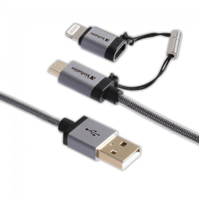99217 Cable Verbatim 2 en 1 Micro USB & Lightning Tensado Negro