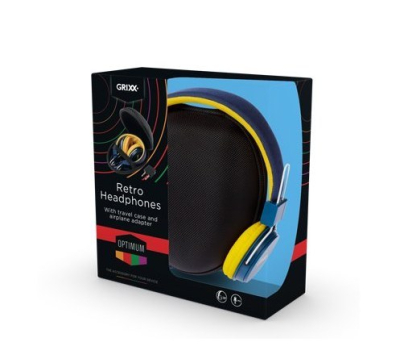 GROHRETRO01 - Audífonos Grixx Retro - Micrófono - 20Hz - Azul/Amarillo