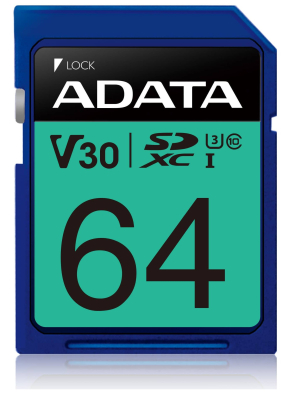 ASDX64GUI3V30S-R Tarjeta de Memoria SDXC ADATA 64GB Clase 10 UHS-I V30
