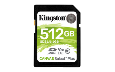 SDS2/512GB Memoria SDHC Kingston Canvas Select Plus 512GB Clase 10 UHS-I