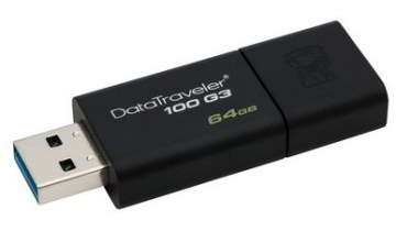 DT100G3/64GB - Memoria Kingston - Technology DataTraveler - 100 G3 - 64GB - USB 3.0 - Retráctil Negro