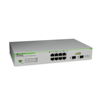 AT-GS950/8-10 Switch Allied Telesis - 8 Puertos Gigabit 10/100/1000Mbps + 2x 10GBE SFP - Administráble