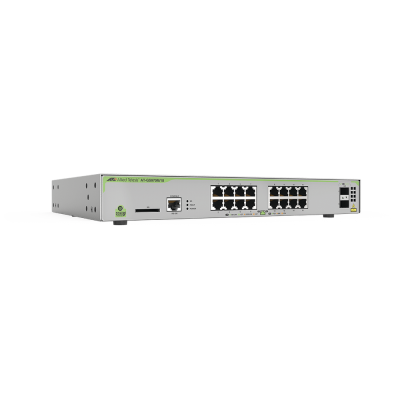 AT-GS970M/18PS-R-10 Switch Allied Telesis - 16 Puertos PoE 10/100/1000 Mbps + 2 Puertos SFP - PoE Total de 247 Watts - Capa 3 Administráble