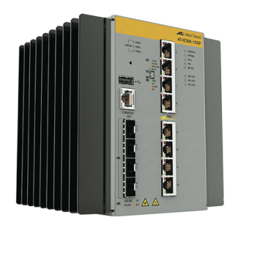 AT-IE300-12GP-80 Switch Allied Telesis - Switch Industrial Hi-PoE Continuo - 8 Puertos PoE Gigabit 10/100/1000Mbps + 4 Puertos SFP - PoE Total de 240 Watts - Administráble
