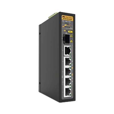 AT-IS130-6GP-80 Allied Telesis Switch Industrial PoE+ 5 Puertos Gigabit 10/100/1000Mbps + 1 Puertos SFP PoE Total de 90 Wattts No Administráble