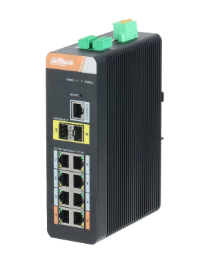 DH-PFS4210-8GT-DP Switch Dahua - Modelo: PFS42108GTDP - 10 Puertos PoE 10/100/1000 Mbps + 2 SFP - PoE Total de 120W - Capa 2 Administráble
